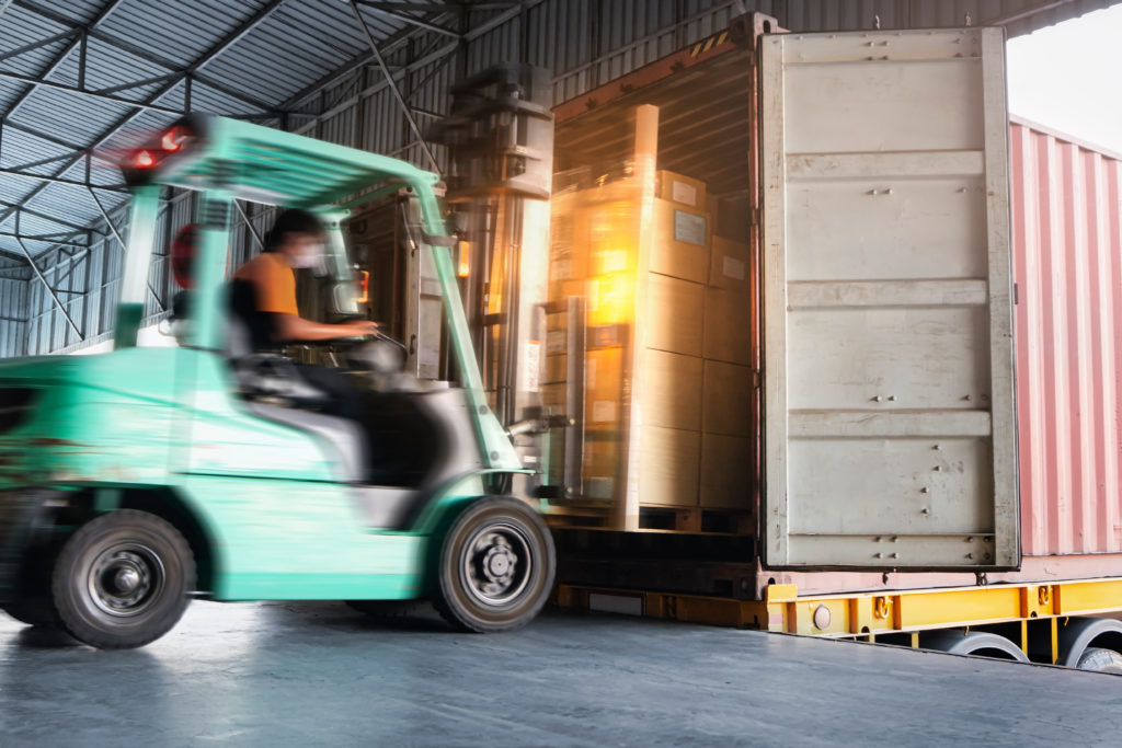 Unloading truck in facility using just-in-time inventory management